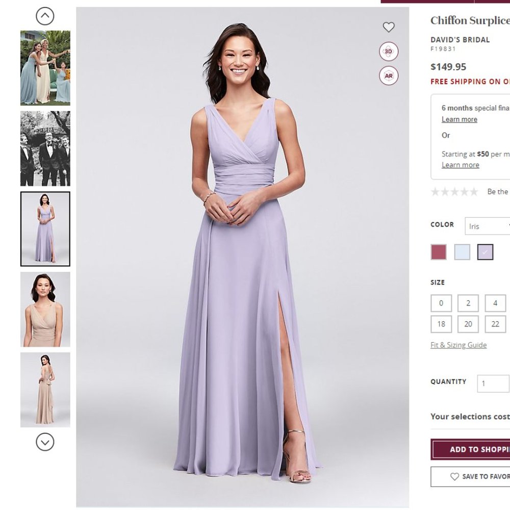 Chiffon Surplice Tank Long Bridesmaid Dress